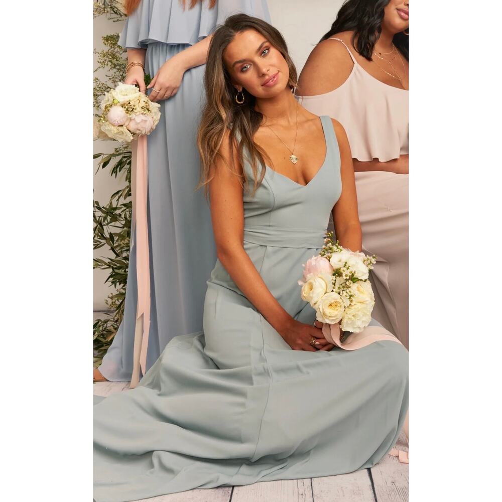 Show me your MUMU Jenn Maxi dress wedding bridesmaid XS NEW  Silver